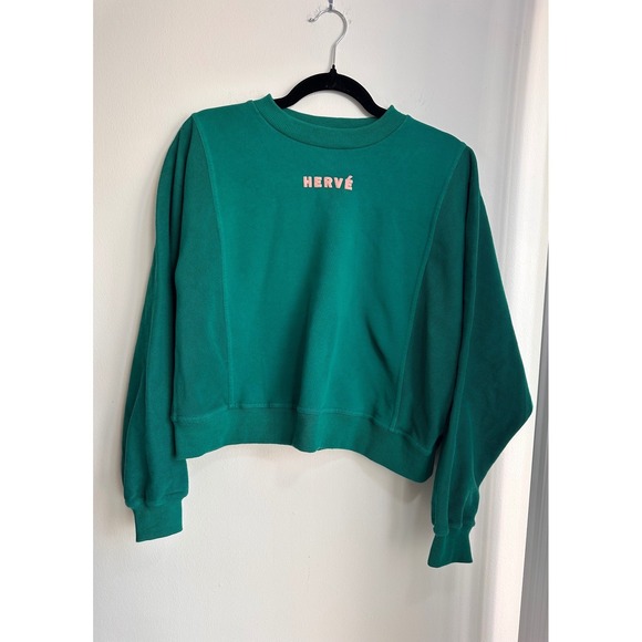 HERVE BY HERVE LEGER Dolman Green Sweatshirt Pullover Women's Size M - Picture 5 of 10